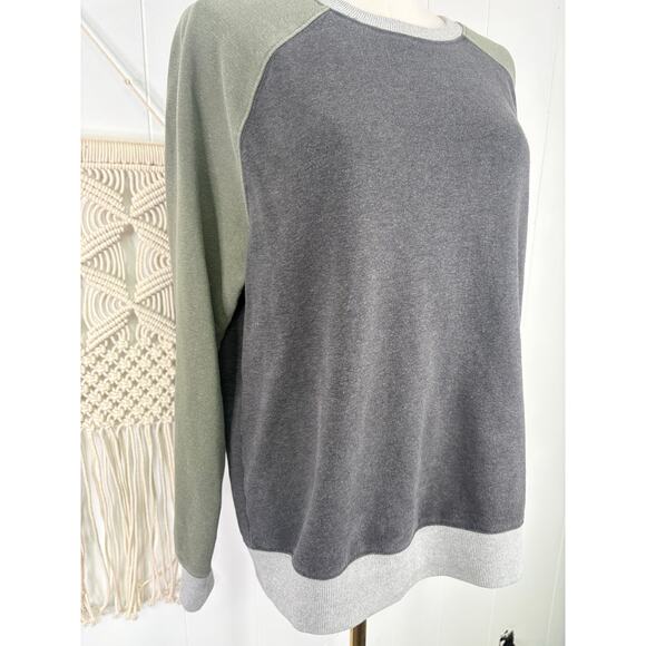 Prana Women’s Cozy Up Colorblock Crewneck Sweatshirt Large Olive Green Charcoal - Picture 5 of 10